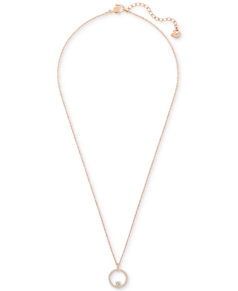 Swarovski Rose Gold-Tone Crystal Circle Pendant Necklace, 14-7/8" + 2" extender