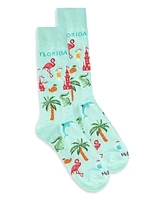MeMoi Men's Florida Sun Fun Novelty Crew Socks