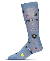 MeMoi Men's Police Novelty Crew Socks