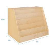 ECR4Kids Double-Sided Mobile Book Display with Storage, Natural
