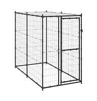 Outdoor Dog Kennel Steel with Roof 43.3"x86.6"x70.9"