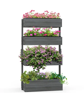 Outsunny 4-Tier Raised Garden Bed with Non-Woven Fabric,