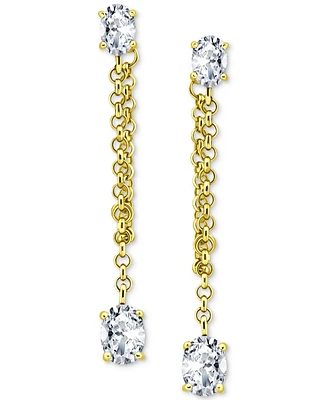 Giani Bernini Cubic Zirconia Front to Back Chain Drop Earrings in 18k Gold-Plated Sterling Silver, Created for Macy's