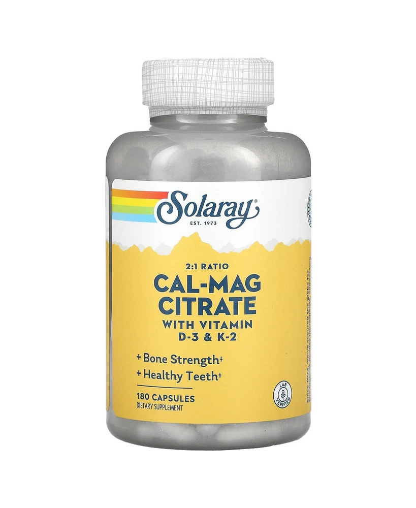 Solaray Cal-Mag Citrate 2:1 Ratio - 180 Capsules - Assorted Pre