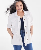 Style & Co Plus Linen Blend Field Jacket, Created for Macy's