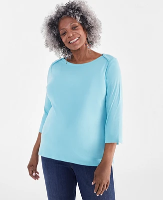 Style & Co Plus Pima Cotton 3/4-Sleeve Top