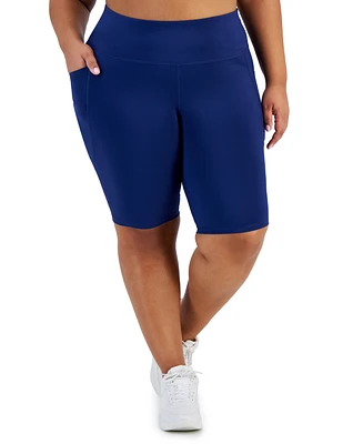 Id Ideology Plus Size Solid Compression Bike Shorts, Created for Macy's