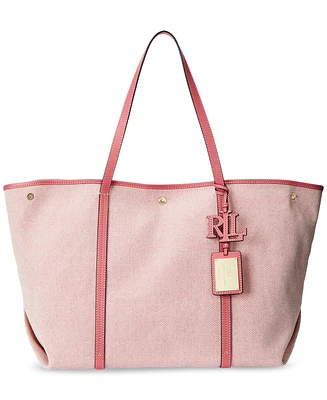 Lauren Ralph Canvas and Leather Large Emerie Tote