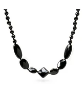 Bling Jewelry Geometric Faceted Natural Onyx Beads Endless Layering Long Warping Strand Necklace 53 Inch