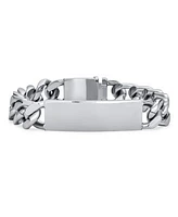 Bling Jewelry Mens Solid Name Bar Plate Identification Id Bracelet Cuban Link Chain Stainless Steel