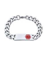 Bling Jewelry Medical Identification Id Bracelet Blank Miami Cuban Chain Stainless Steel 8 Inch