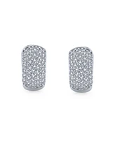 Bling Jewelry 5 Five Row Pave Cubic Zirconia Cz Wide Huggie Hoop Earrings For Women Sterling Silver