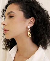 Ettika Liquid Gold-Plated Cultured Freshwater Pearl 18K Gold-Plated Drop Earrings