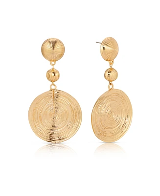 Ettika Textured Disc 18K Gold-Plated Statement Earrings