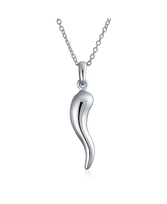 Amulet Italian Horn Pendant Necklace For Women Men .925 Sterling Silver