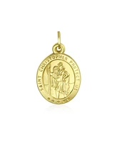 Bling Jewelry 14K YellowGold Religious Medal Saint Christopher Pendant Necklace For Women s Patron Saint of Travel No Chain