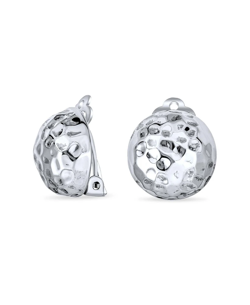 Bling Jewelry Dome Ball Clip On Button Earrings For Women Oxidized Silver With Brass Clip Non Pierced Ears