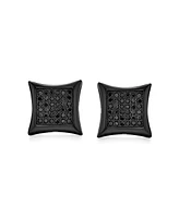 Bling Jewelry Black Square Shaped Cubic Zirconia Micro Pave Cz Kite Stud Earrings Black Plated Sterling Silver 9MM