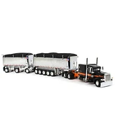 1/64 Black/Orange/Chrome Peterbilt 389 w/ Chrome East Genesis Ii End Dump Trailers, Dcp by First Gear