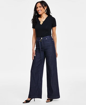 I.n.c. International Concepts Women's Tied Wide-Leg Jeans, Created for Macy's