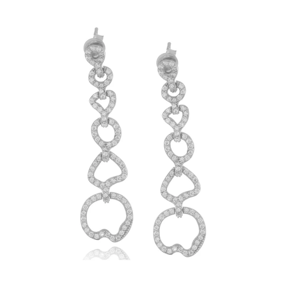 Suzy Levian Sterling Silver Cubic Zirconia Abstract Multi-Circle Drop Earrings
