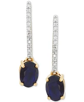 Sapphire (1-1/3 ct. t.w.) & Diamond (1/20 ct. t.w.) Drop Earrings in 10k Gold