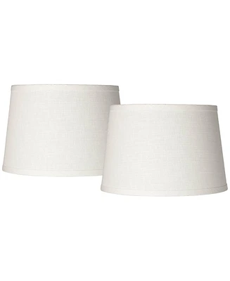 Set of 2 White Small Hardback Drum Lamp Shades 10" Top x 12" Bottom x 8" High (Spider) Replacement with Harp and Finial - Spring crest