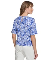 Tommy Hilfiger Women's Side-Tie Cuffed-Sleeve Blouse