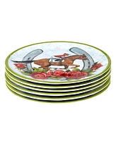 Certified International Derby Day At The Races Set of 6 Melamine Salad Plates, Service For 6