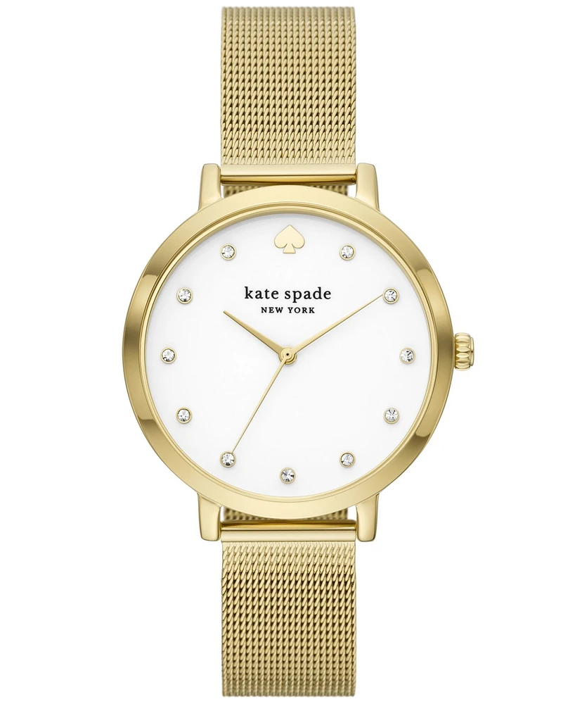 kate spade new york Women's Monterey Three-Hand Gold-Tone Stainless Steel Mesh Watch 38mm, KSW9056 - Gold