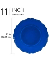 Certified International Blue Indigo Crackle Set of 4 Dinner Plate 11", Service For 4