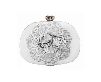 Nina Crystal Embellished Flower Minaudiere Handbag