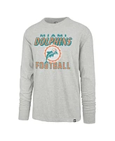 Men's '47 Brand Gray Distressed Miami Dolphins Dozer Franklin Throwback Long Sleeve T-Shirt