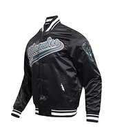 Men's Pro Standard Black Milwaukee Bucks Script Tail Full-Snap Satin Varsity Jacket