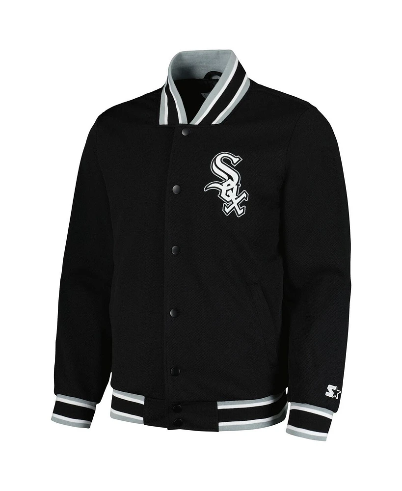 Men's Starter Black Chicago White Sox Secret Weapon Satin Full-Snap Jacket