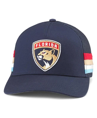 Men's American Needle Navy Florida Panthers HotFoot Stripes Trucker Adjustable Hat