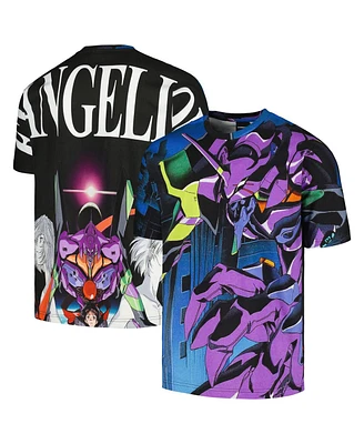 Men's and Women's Dumbgood Blue, Black Neon Genesis Evangelion Graphic T-Shirt
