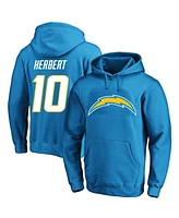 Men's Fanatics Justin Herbert Powder Blue Los Angeles Chargers Big and Tall Fleece Name Number Pullover Hoodie