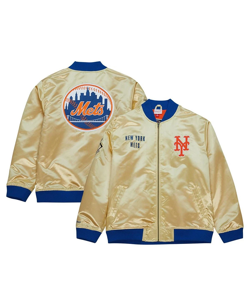 Men's Mitchell & Ness Gold New York Mets Og 2.0 Lightweight Satin Full-Zip Jacket