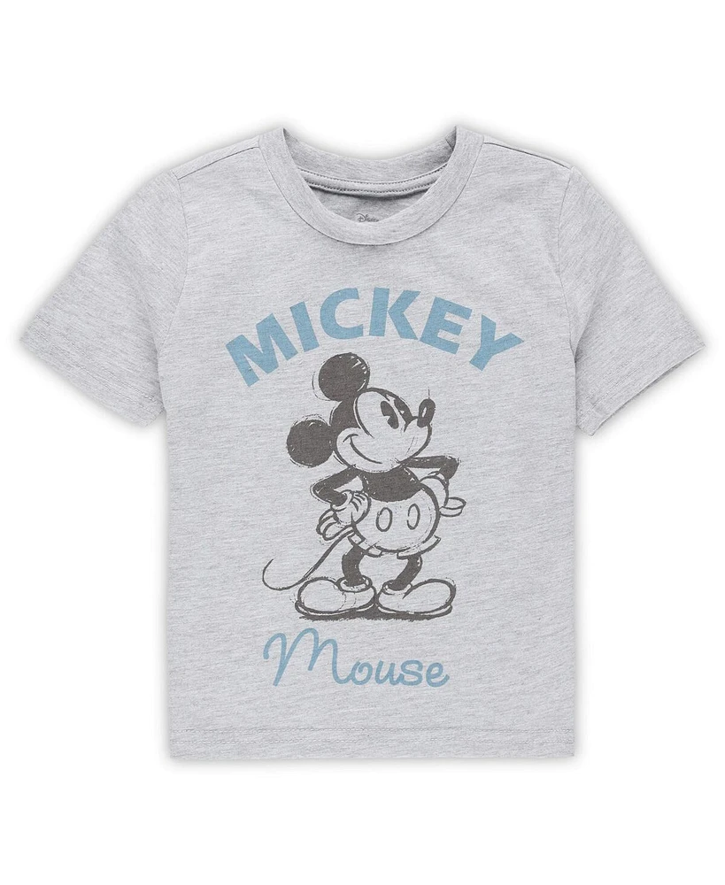 Toddler Boys and Girls Heather Gray Mickey Mouse What's Up Pals T-shirt