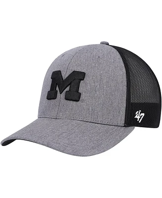 Men's '47 Brand Charcoal Michigan Wolverines Carbon Trucker Adjustable Hat