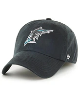 Men's '47 Brand Black Florida Marlins Cooperstown Collection Franchise Fitted Hat