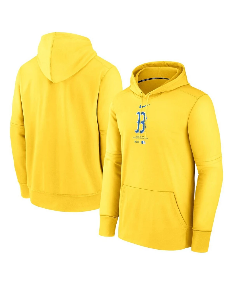 Men's Nike Gold Boston Red Sox City Connect Practice Performance Pullover Hoodie