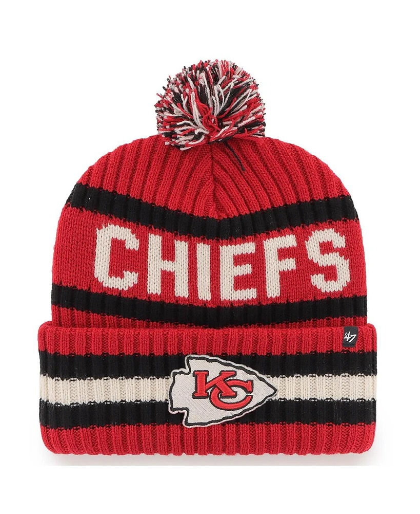 Men's '47 Brand Red Kansas City Chiefs Bering Cuffed Knit Hat with Pom