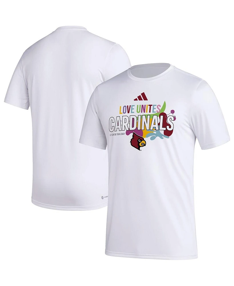 Men's adidas x Rich Mnisi Pride Collection White Louisville Cardinals Pregame Aeroready T-shirt