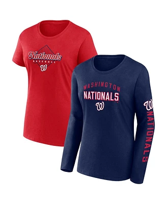 Women's Fanatics Navy, Red Washington Nationals T-shirt Combo Pack