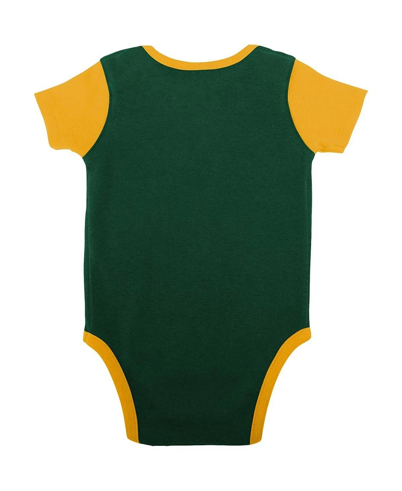 Baby Boys and Girls Green, Gold Green Bay Packers Home Field Advantage Three-Piece Bodysuit, Bib Booties Set