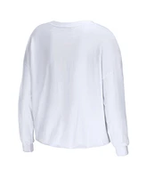 Women's Wear by Erin Andrews White Seattle Seahawks Domestic Cropped Long Sleeve T-shirt