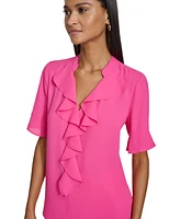 Karl Lagerfeld Paris Women's Ruffled Elbow-Sleeve Blouse