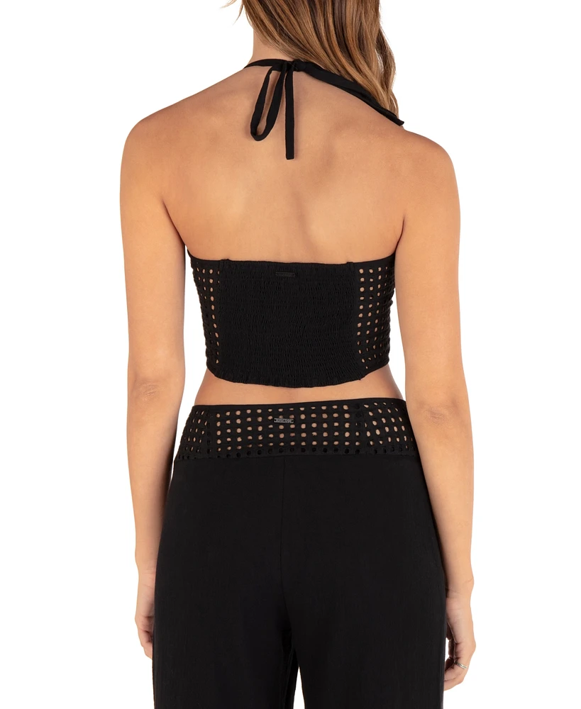 Hurley Juniors' Crochet Panel Cropped Halter Top